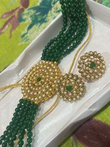 Elegant Green Beaded Choker Set