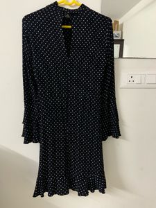 ZARA Black Polka Dot Flared Dress