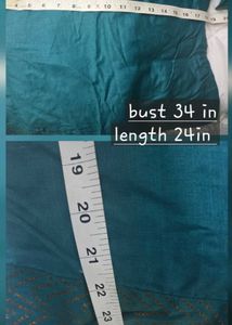 Teal Green Embroidered FabIndiaTop with tag