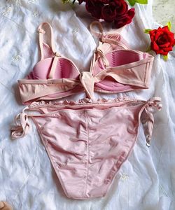 Pink Mesh Bikini Set