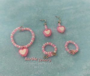 Barbie Heart Pink Beaded Jewelry Set