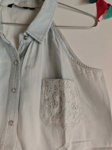NUON Halter Neck Cotton Top With Ombre Dyeing