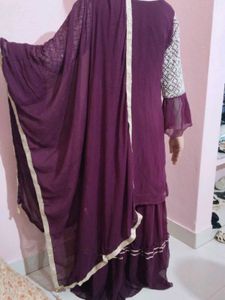 Elegant Purple Kurta Palazzo Set