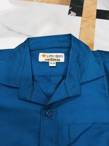 Classic Blue Short Sleeve Button-Up Shirt