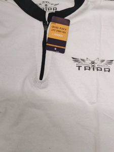 TRIPR Men's White &amp; Black Collar T-Shirt