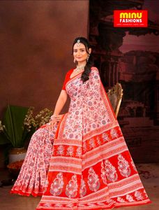 Elegant Pink & Red Floral Saree