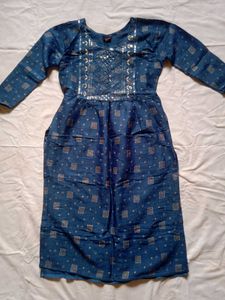 Elegant Blue Kurta with Mirror Work