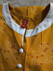Mustard Yellow Kurti with Button Detail
