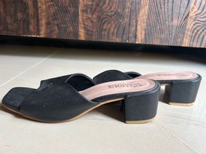 Black Block Heel Mules