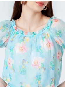 Blue Floral Off-Shoulder Co-ord Set