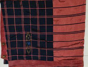 Stylish Checked and Striped Saree with designer bl