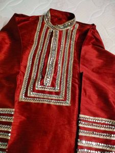 Exquisite Red Embellished Kurta
