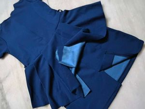 Elegant Navy Blue Peplum Dress
