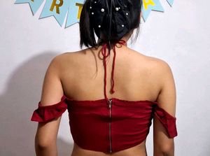 Chic Red Corset Style Crop Top