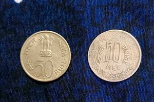 Vintage Indian 50 Paise Coins