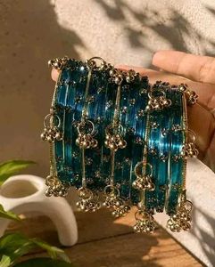 Stunning Teal & Gold Bangle Set