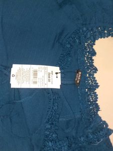 Teal Shein Lace Detail Top