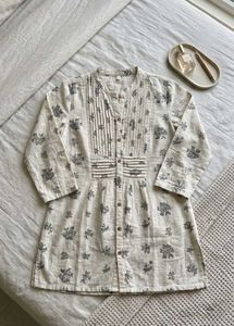 Chic Floral Print Cotton Kurta
