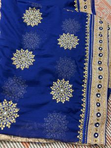 Royal Blue Saree with Embellished Blouse