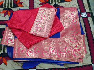 Royal Blue Banarasi Silk Saree with Golden Zari