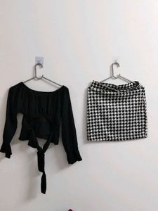 New Top &amp; Houndstooth Skirt Set