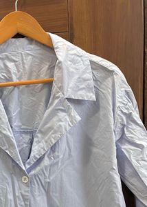 Light Blue Collared Button-Up Top