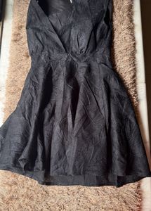 Elegant Black V-Neck Fit and Flare Dress
