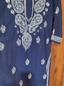 Embroidered Blue Chiffon Blouse