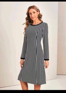 SHEIN Emery Rose Black & White Houndstooth Dress