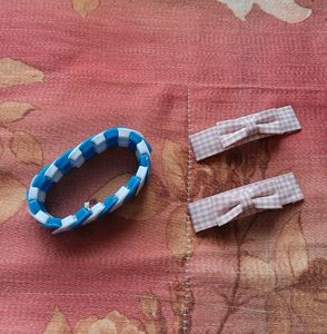 Combo( Bracelet And Pink Hair Clips)