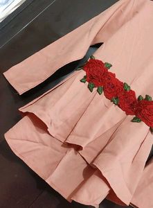 Peach Embroidered Rose Top 34 Bust