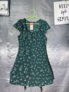 Cute Green Floral Print Dress