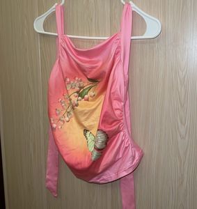 Pink Butterfly Graphic Halter Top