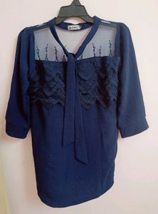 Navy Lace Top
