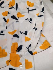 dressberry White Dress Material with Yellow Floral