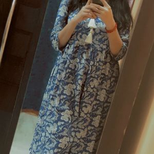 blue floral printed kurta