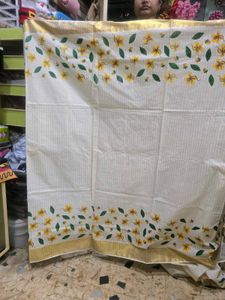 Kerala Cotton Saree hand-painted