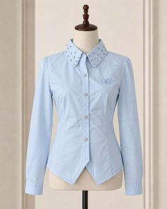 Light Blue Embellished Collar Shirt