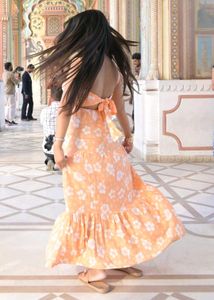 Beautiful Orange Floral Maxi Dress