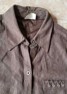 Mushroom Brown Suede-Finish Shirt/Jacket