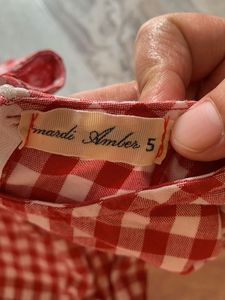 Red &amp; White Gingham Kurta