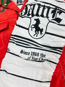 Stylish Boys Red Vest and Denim Jeans Set