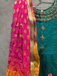 Elegant Teal Embroidered gown
