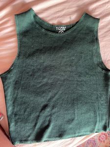 SZN Ribbed Green Crop Tank Top