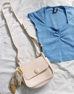 blue cute bow top with sling bag