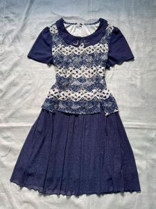 Blue Lace Detail Dress