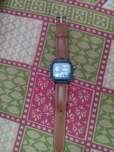 Stylish Digital Watch with Leather Strap