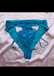 Teal Lace &amp; Satin Briefs 1