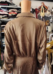 Satin Button-Up Shirt Dress