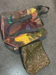 Holographic Tote Bag with Glitter Pouch